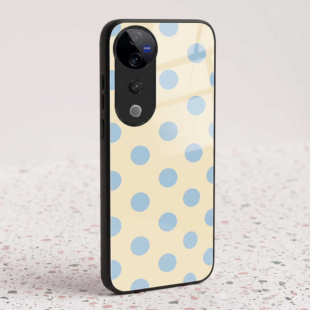 Vivo V40 Pro 5G Elegant Cream Blue Polka Dot Acrylic Back Cover