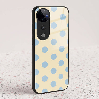 Vivo V40 Pro 5G Elegant Cream Blue Polka Dot Acrylic Back Cover