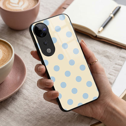 Vivo V40 Pro 5G Elegant Cream Blue Polka Dot Acrylic Back Cover