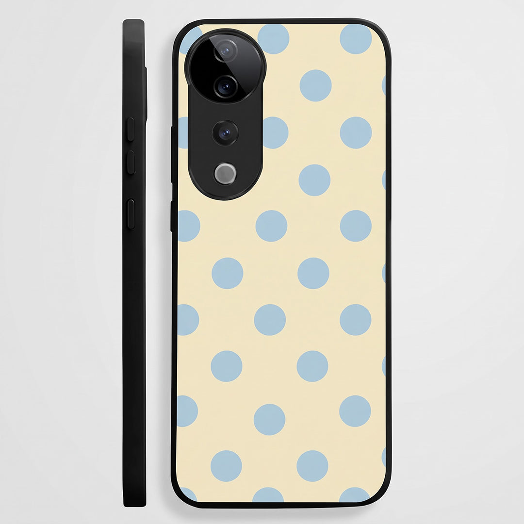 Vivo V40 Pro 5G Elegant Cream Blue Polka Dot Acrylic Back Cover