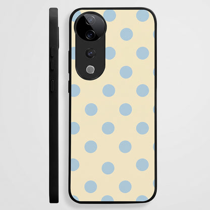 Vivo V40 Pro 5G Elegant Cream Blue Polka Dot Acrylic Back Cover