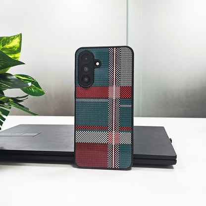 Samsung Galaxy A56 5G Luxury Grid Pattern Glass Back Shockproof Case green