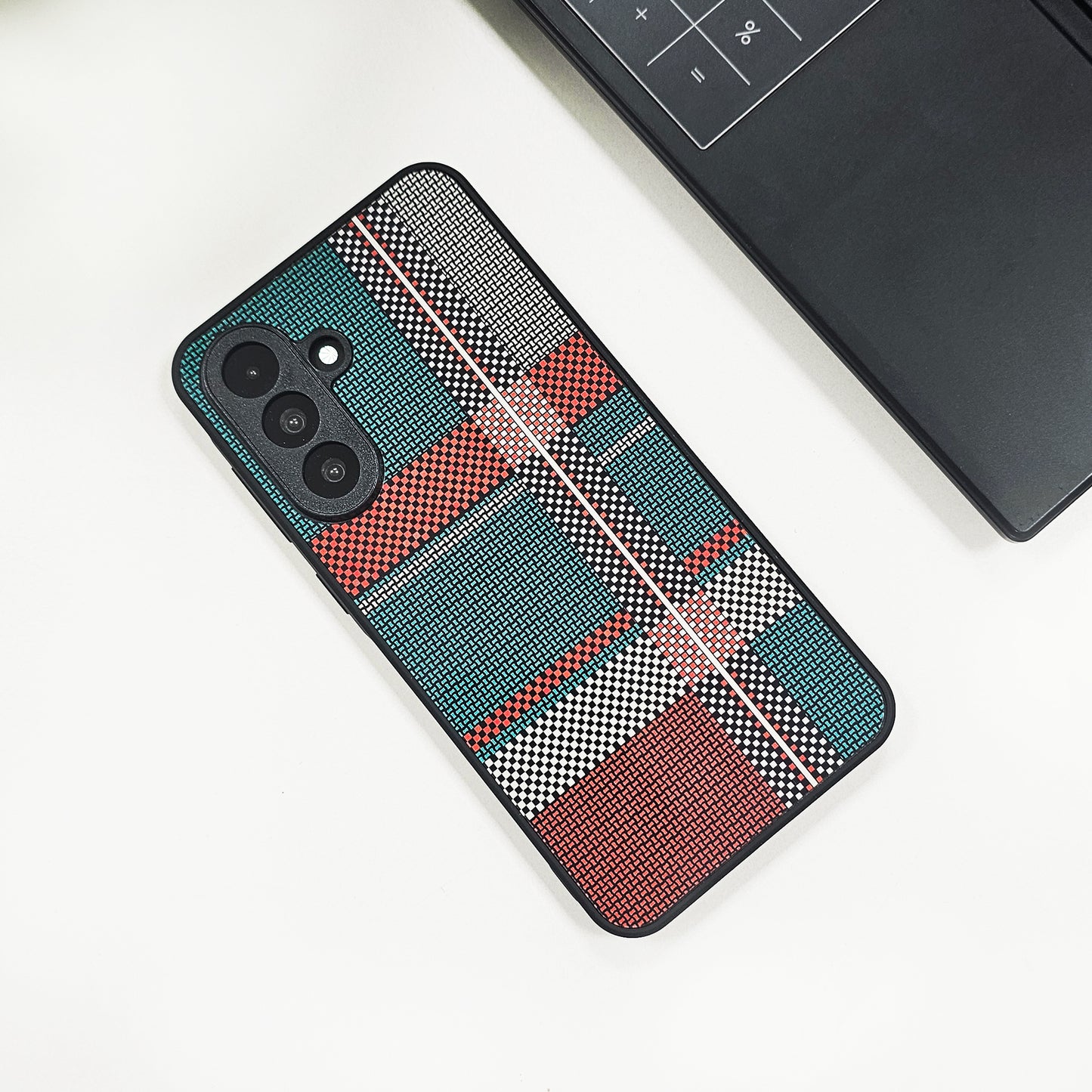 Samsung Galaxy A56 5G Luxury Grid Pattern Glass Back Shockproof Case green