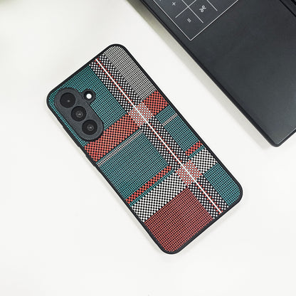 Samsung Galaxy A56 5G Luxury Grid Pattern Glass Back Shockproof Case green