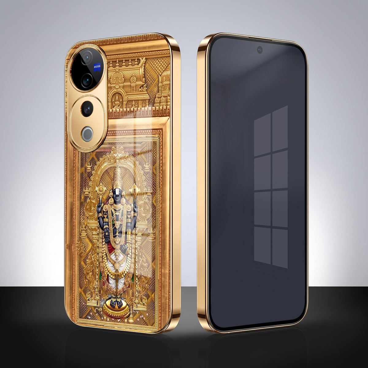 Vivo V40 Pro 5G Premium Heritage Gold Electroplated Glass Phone Back Case