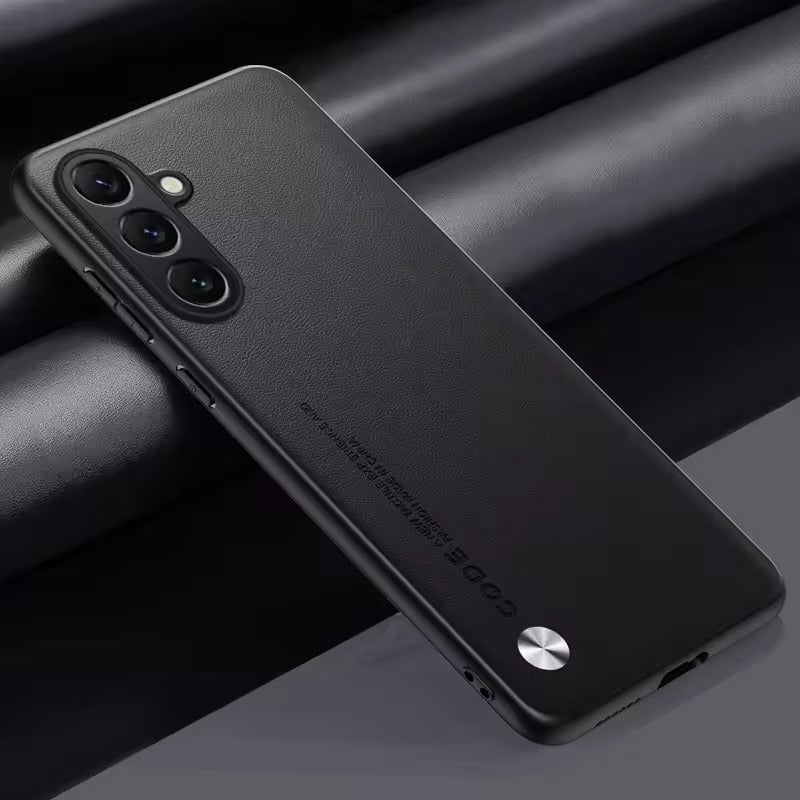 Black phone case on a dark background