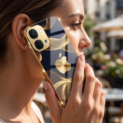 Vivo T5X 5G Luxury Wave Gold Electroplated Glass Phone Back Case