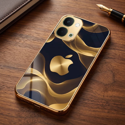 Vivo T5X 5G Luxury Wave Gold Electroplated Glass Phone Back Case