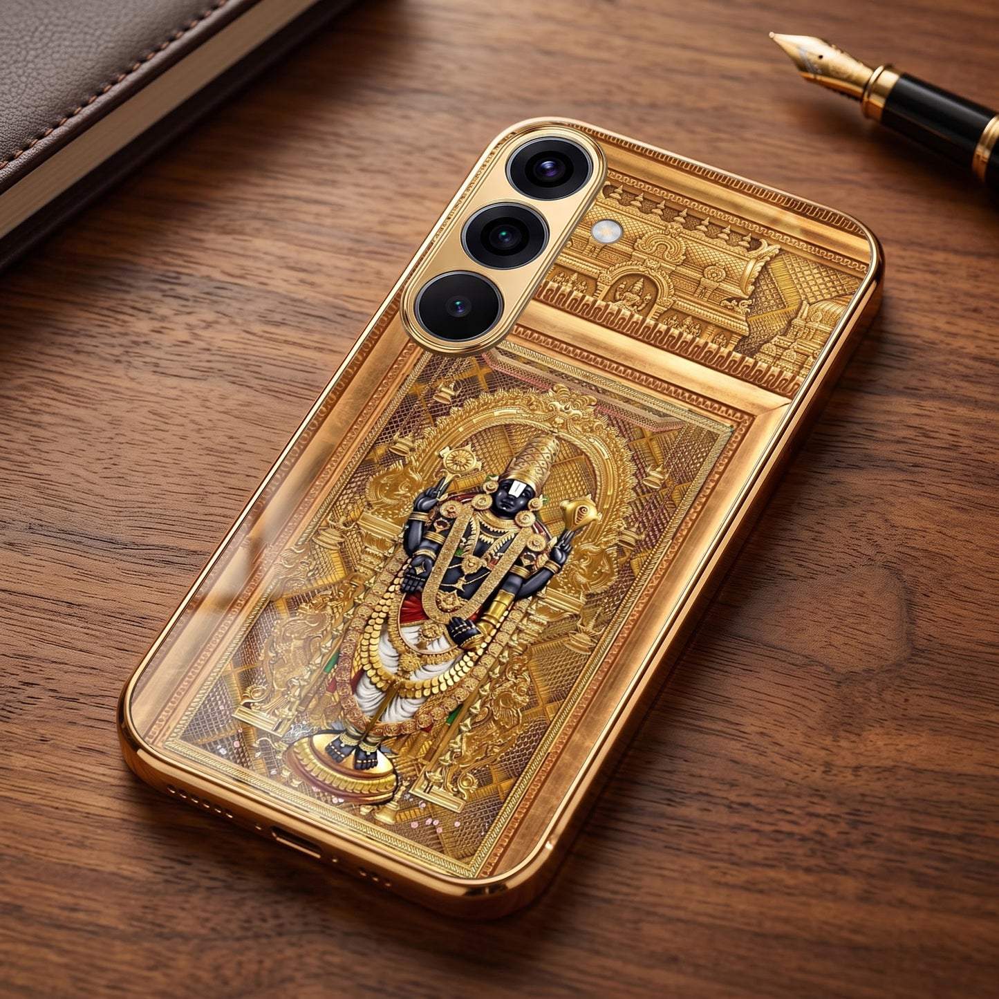 Samsung Galaxy A56 5G Premium Heritage Gold Electroplated Glass Phone Back Case