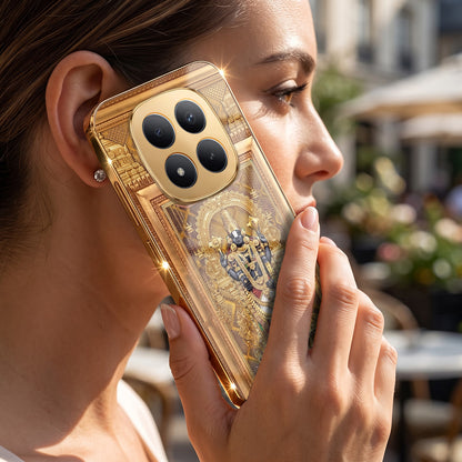 Redmi Note 15 Pro Plus 5G Premium Heritage Gold Electroplated Glass Phone Back Case