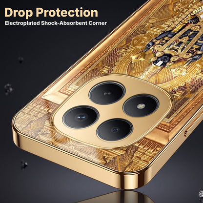 Redmi Note 15 Pro Plus 5G Premium Heritage Gold Electroplated Glass Phone Back Case