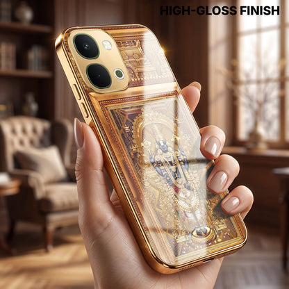 Vivo T5x 5G Premium Heritage Gold Electroplated Glass Phone Back Case
