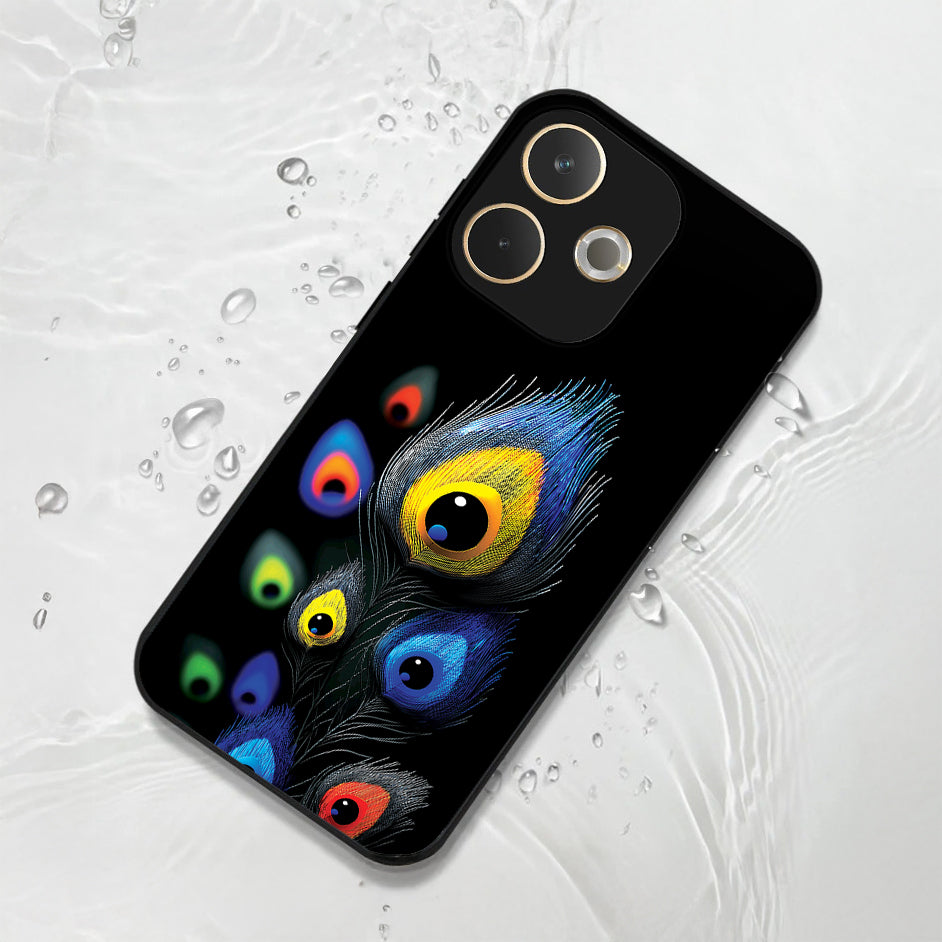 Oppo A5 Pro 5G Premium Peacock Feather Acrylic Glass Back Case