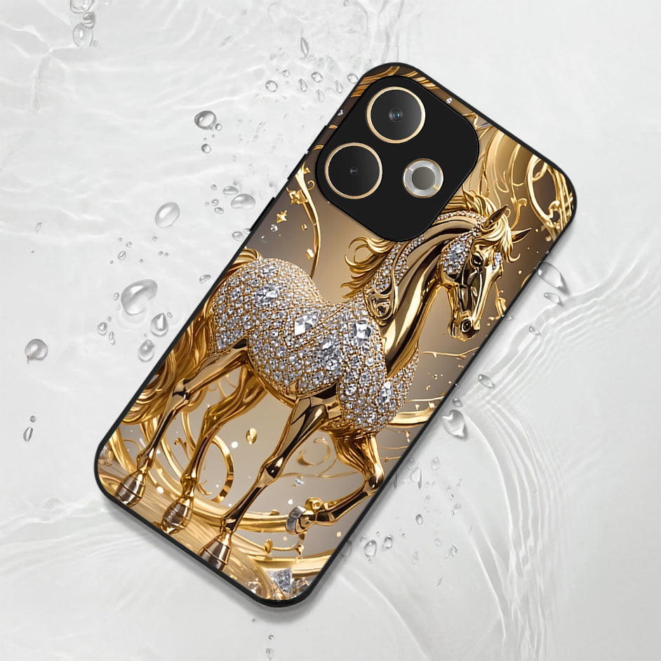 Oppo A5 Pro 5G Luxury Horse Texture Acrylic Glass Back Case