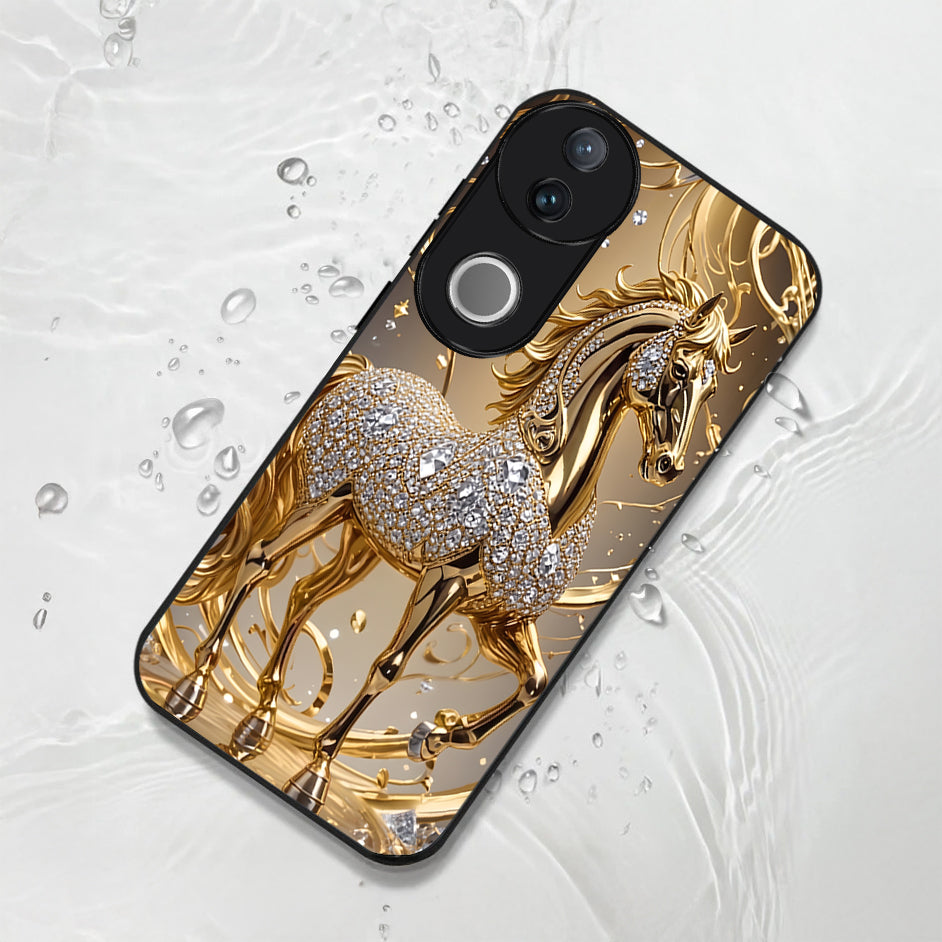 Vivo V50 5G Luxury Horse Texture Acrylic Glass Back Case
