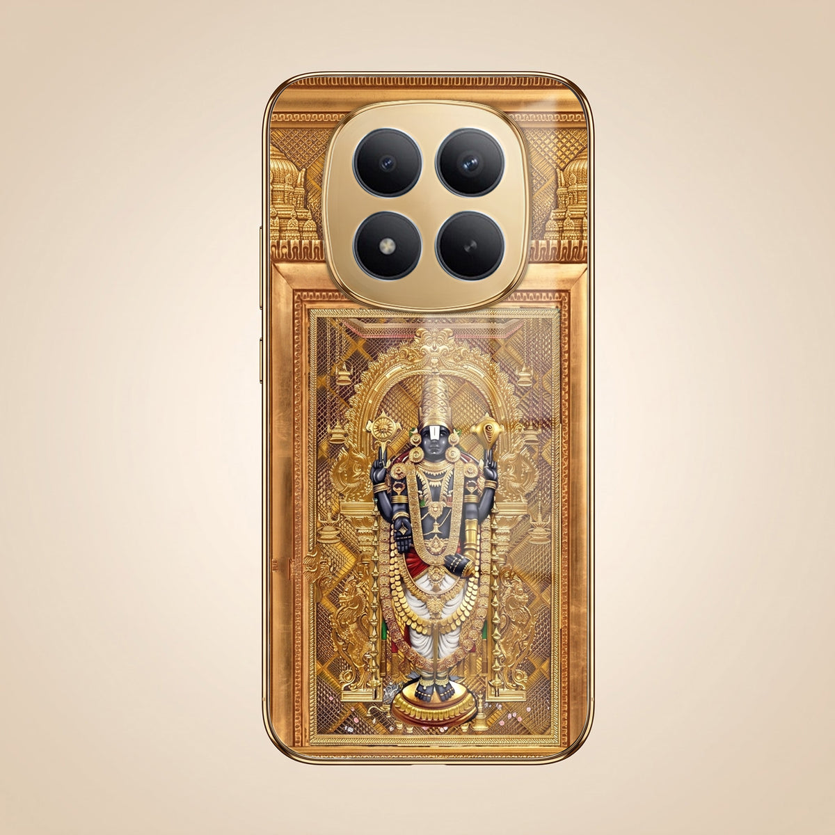 Redmi Note 15 Pro Plus 5G Premium Heritage Gold Electroplated Glass Phone Back Case
