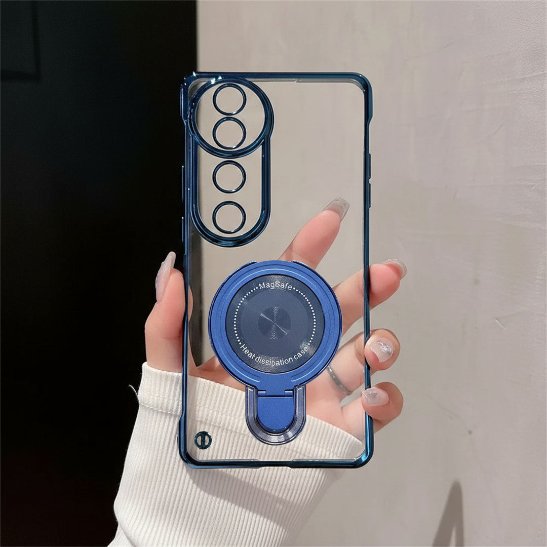 Vivo V40 Pro 5G Phone case with blue ring holder held by a person against a neutral background