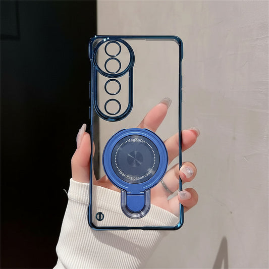 Vivo V40 Pro 5G Phone case with blue ring holder held by a person against a neutral background