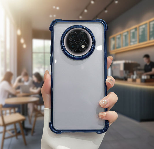 Person holding a Oppo F31 Pro Plus 5G phone case with a blurred cafe background