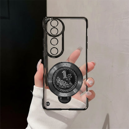 Vivo V40 Pro 5G Phone case with camera lens protector and stand held by a person
