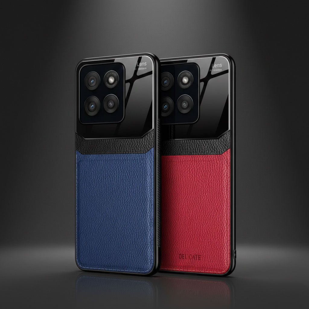 Two Motorola Edge 60 Fusion 5G phone cases, one blue and one red, on a dark background