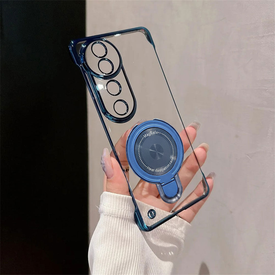 Vivo V40 Pro 5G Phone case with blue ring holder held by a hand against a neutral background