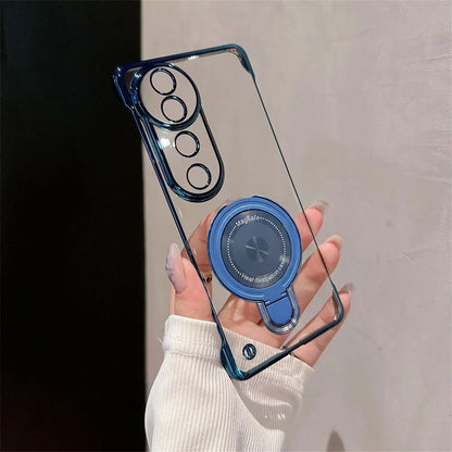 Vivo V40 Pro 5G Phone case with blue ring holder held by a hand against a neutral background