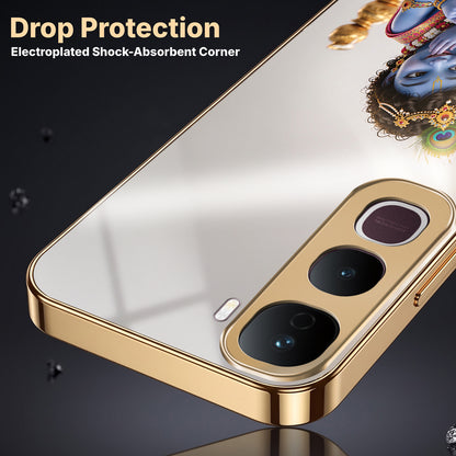 Vivo Y400 Pro Bal Krishna Blessings Gold Electroplated Glass Phone Back Case