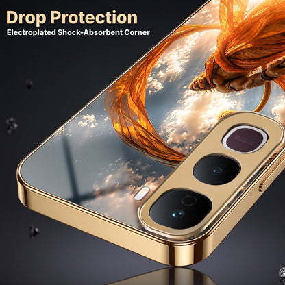Vivo Y400 Pro 5G Divine Hanuman Gold Electroplated Glass Phone Back Case