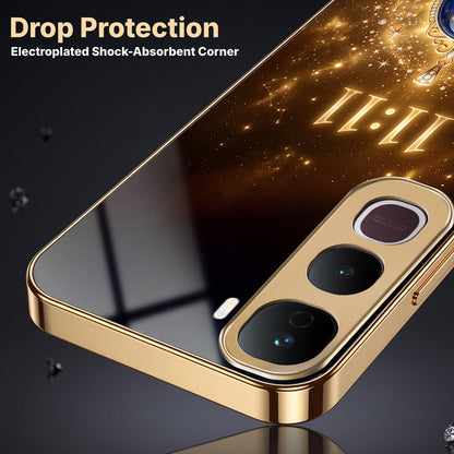 Vivo Y400 Pro God’s Plan Evil Eye Gold Electroplated Glass Phone Back Case
