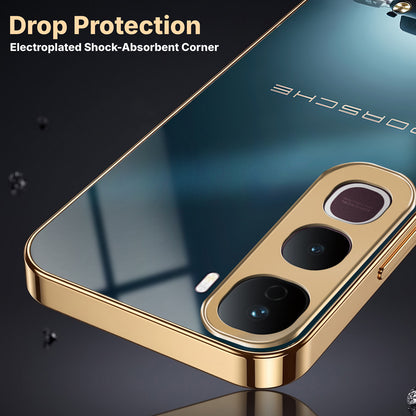 Vivo Y400 Pro Porsche Luxury Gold Electroplated Glass Phone Back Case