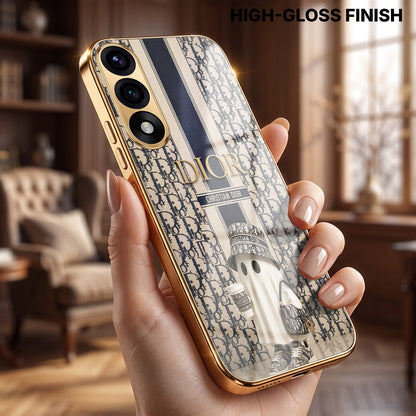 Oneplus Nord 5 5G Luxury Dior Gold Electroplated Glass Phone Back Case