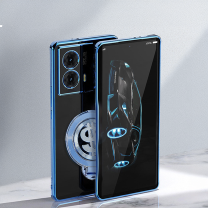 Smartphone with a futuristic design on a gray background
