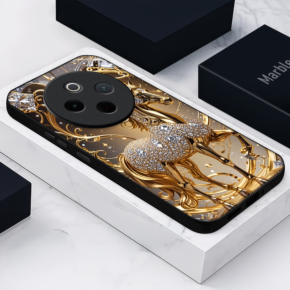Vivo T4 5G Luxury Horse Texture Acrylic Glass Back Case