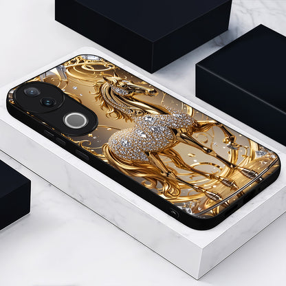 Vivo V50 5G Luxury Horse Texture Acrylic Glass Back Case