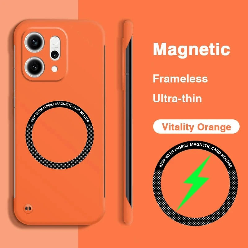 Oppo Reno 14 5G Frameless Magnetic Wireless Charging Case — Ultra-Slim Clear MagSafe Compatible Cover
