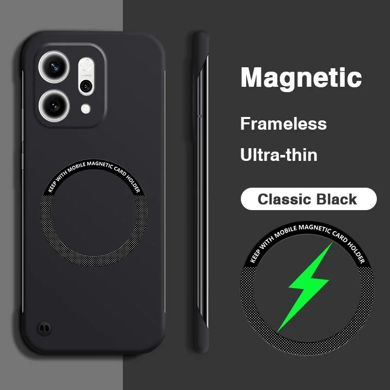 Oppo Reno 14 5G Frameless Magnetic Wireless Charging Case — Ultra-Slim Clear MagSafe Compatible Cover