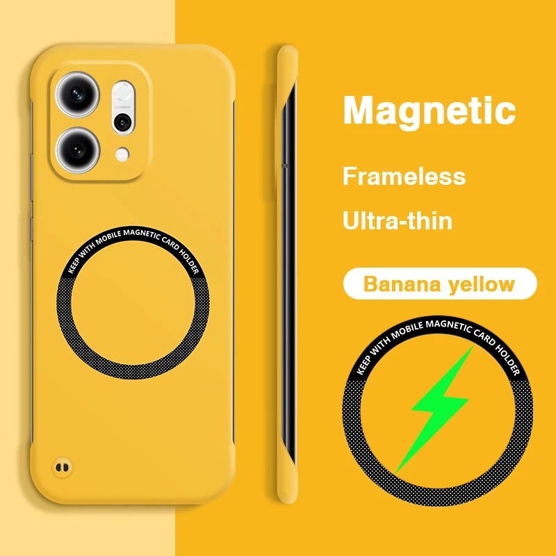 Oppo Reno 14 5G Frameless Magnetic Wireless Charging Case — Ultra-Slim Clear MagSafe Compatible Cover