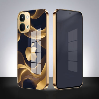 Vivo T5X 5G Luxury Wave Gold Electroplated Glass Phone Back Case
