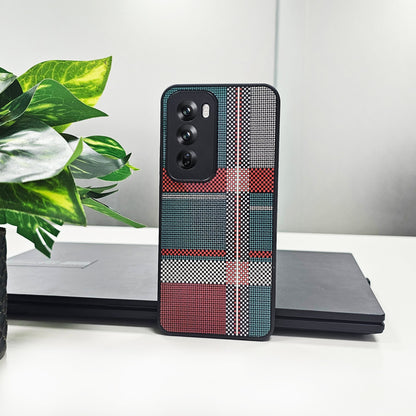 Oppo Reno 12 5G Luxury Grid Pattern Glass Back Shockproof Case
