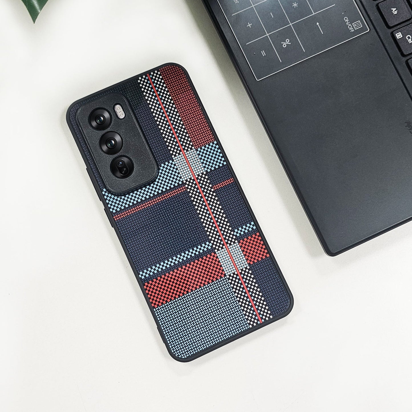 Oppo Reno 12 5G Luxury Grid Pattern Glass Back Shockproof Case