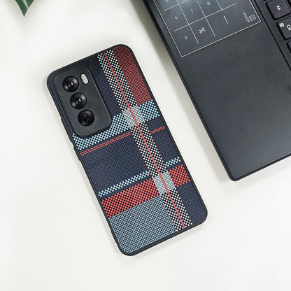 Oppo Reno 12 5G Luxury Grid Pattern Glass Back Shockproof Case
