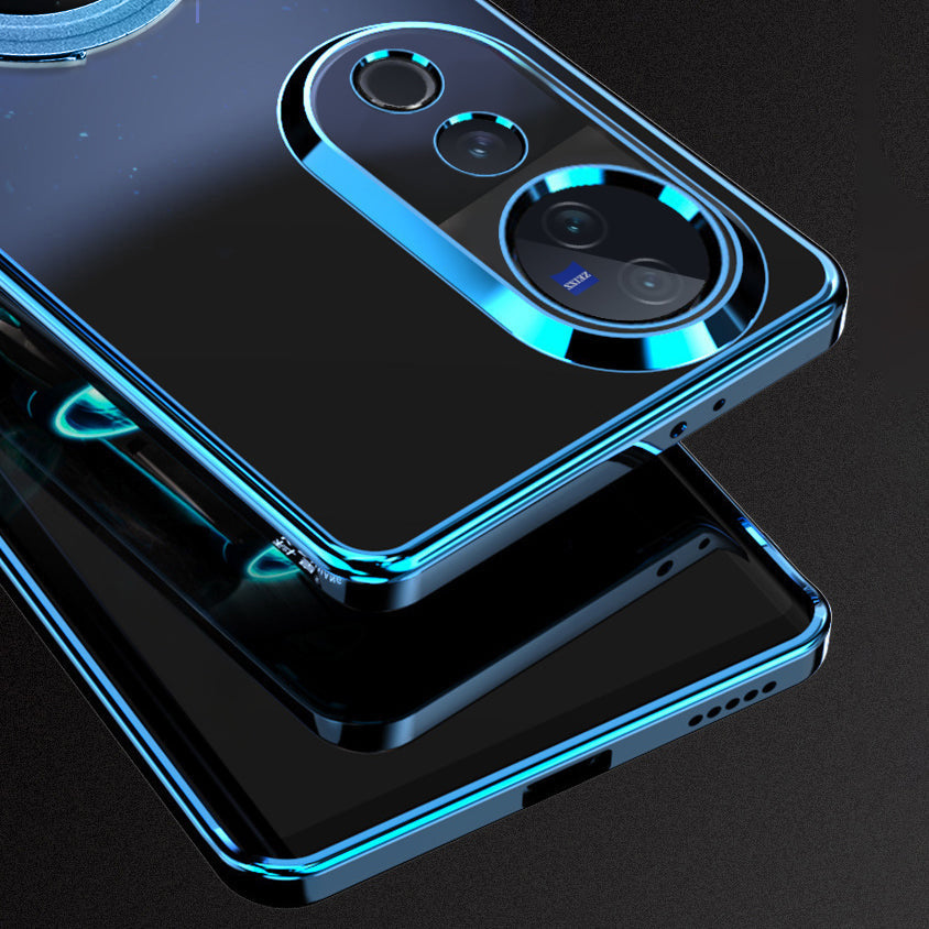 Smartphone with reflective surface on a dark background