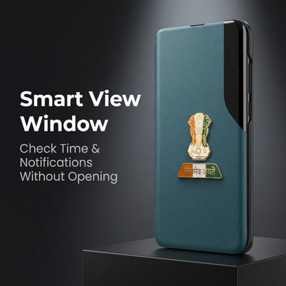 Vivo Y58 5G Premium Tri-Color Satyamev Jayate Half Window Flip Case