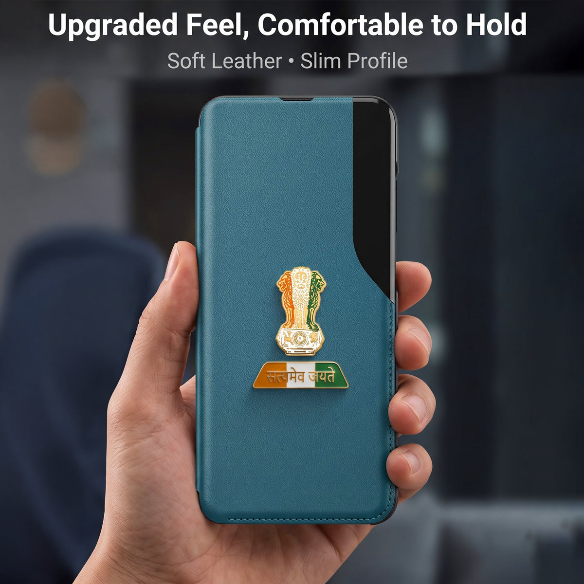 Vivo Y200 Pro 5G Premium Tri-Color Satyamev Jayate Half Window Flip Case