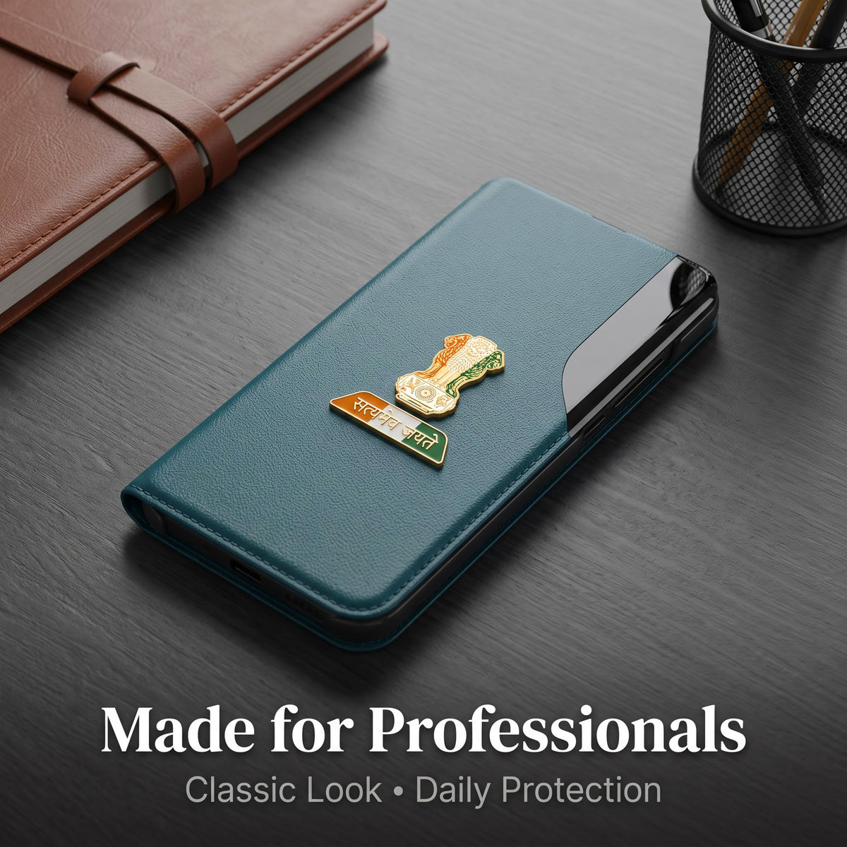 Vivo T3 Pro 5G Premium Tri-Color Satyamev Jayate Half Window Flip Case