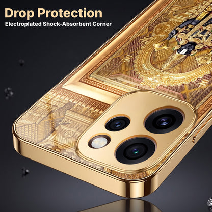 Oppo Reno 15 Pro Mini 5G Premium Heritage Gold Electroplated Glass Phone Back Case