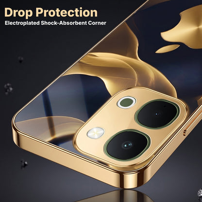 Vivo T5X 5G Luxury Wave Gold Electroplated Glass Phone Back Case