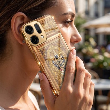 Oppo Reno 14 5G Premium Heritage Gold Electroplated Glass Phone Back Case
