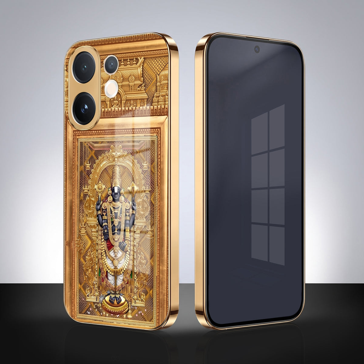 Vivo V60 5G Premium Heritage Gold Electroplated Glass Phone Back Case